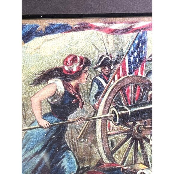 Framed Historical American Stamp Art Depicting Washington & Molly Pitcher - Picture 2 of 8